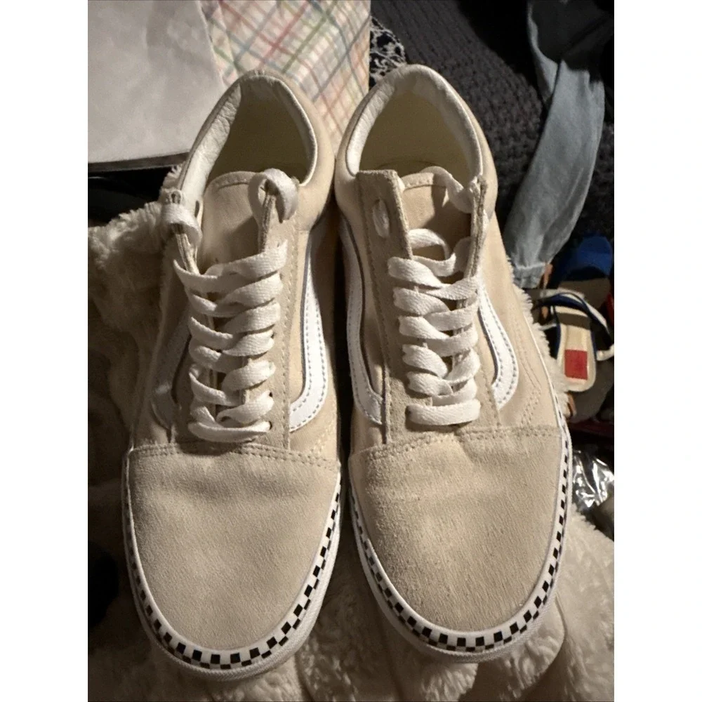 Vans Women's Old Skool Sneaker Suede Canvas‎ Checkboard Foxing Turtledove Size 8